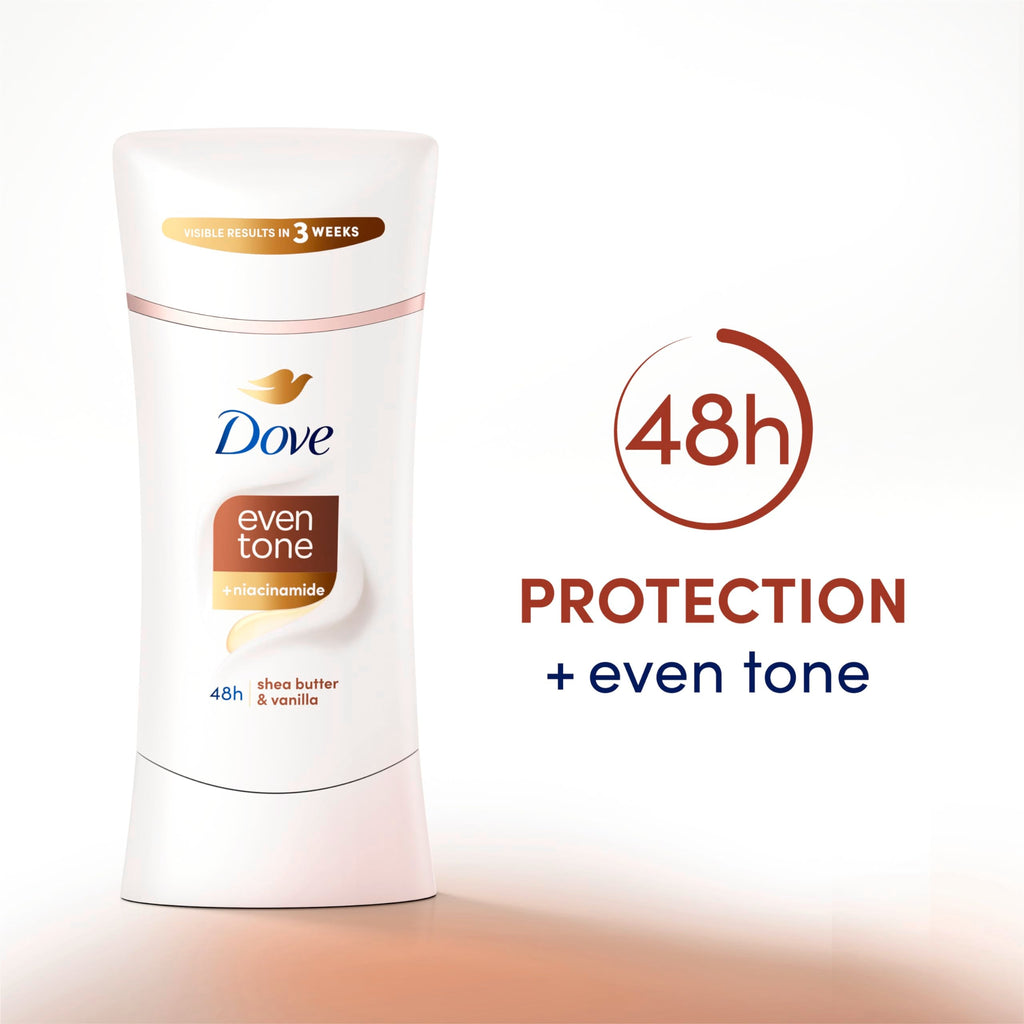 Dove Even Tone Shea Butter & Vanilla Antiperspirant Stick – 3 Pack, 48h Protection