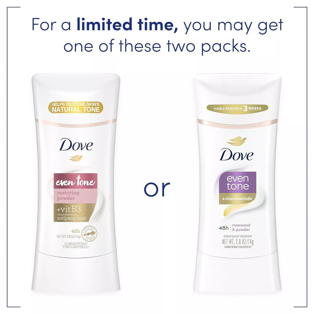 Dove Even Tone Antiperspirant Deodorant for Uneven Skin Tone – Rosewood & Powder, 2.6 oz (3 Count)