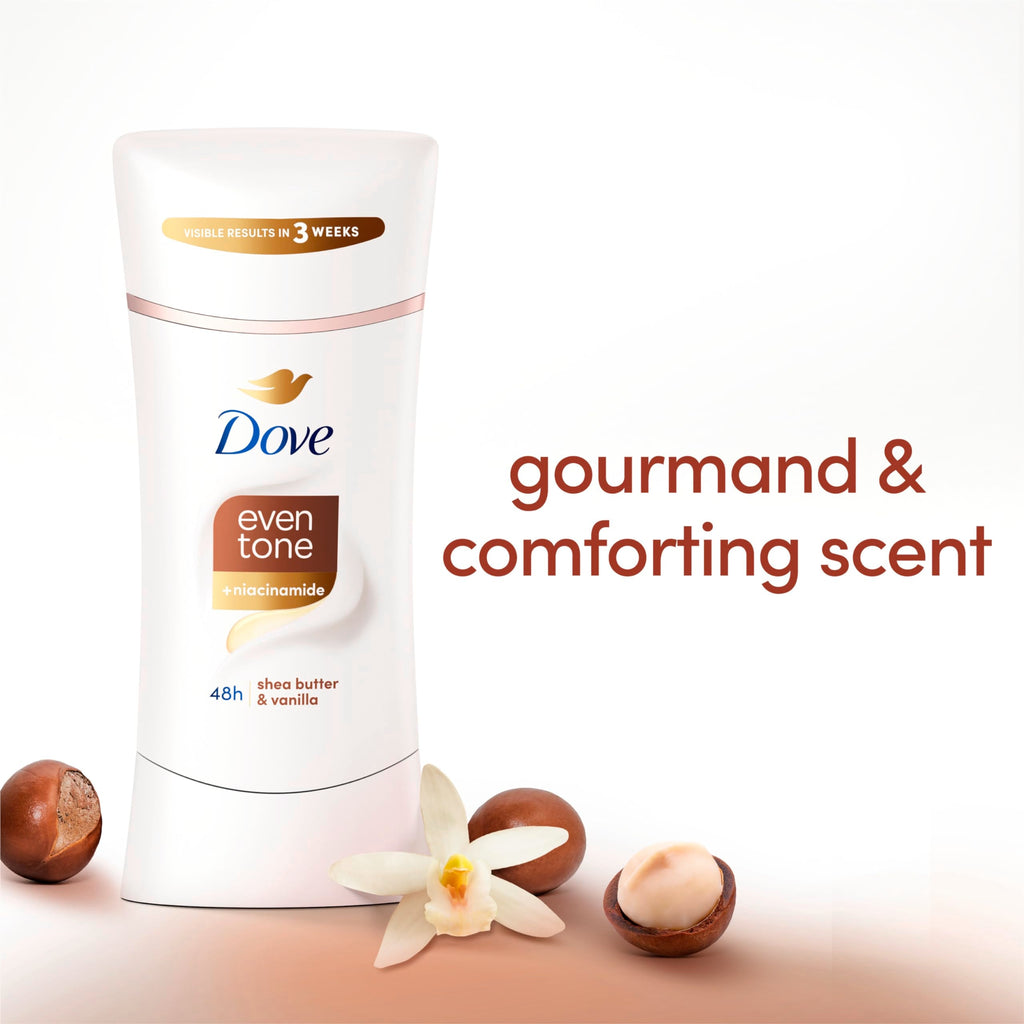 Dove Even Tone Shea Butter & Vanilla Antiperspirant Stick – 3 Pack, 48h Protection