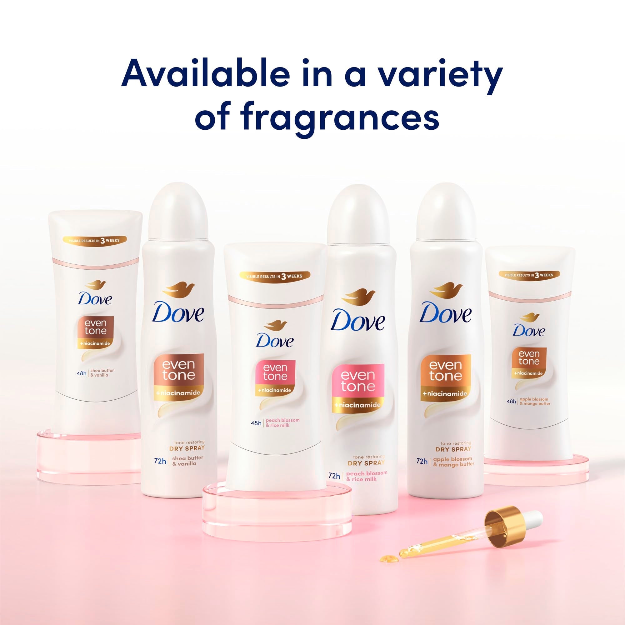 Dove Even Tone Shea Butter & Vanilla Antiperspirant Stick – 3 Pack, 48h Protection