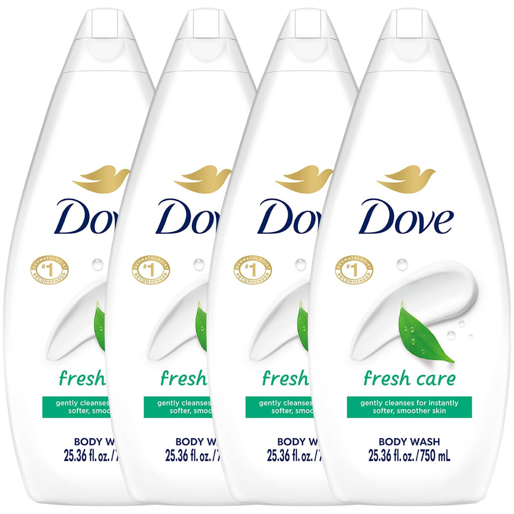 Dove Fresh Care Body Wash 4-Pack – Soothing Moisturizing Cleanser (25.36 oz ea)