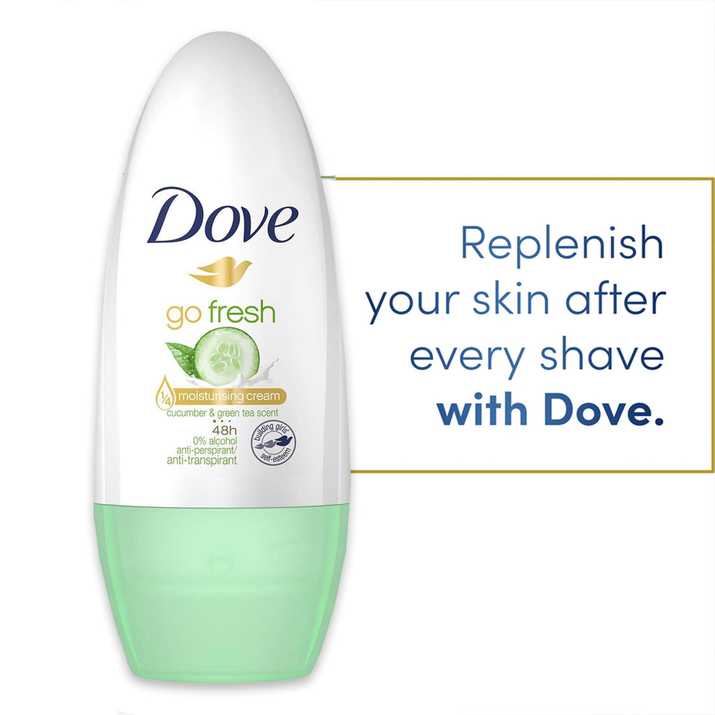 Dove Go Fresh Cucumber & Green Tea Roll-On Deodorant – 6-Pack, TSA Approved 1.4 oz