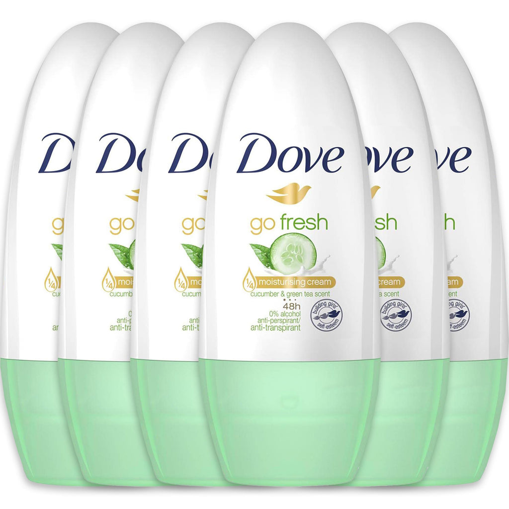 Dove Go Fresh Cucumber & Green Tea Roll-On Deodorant – 6-Pack, TSA Approved 1.4 oz