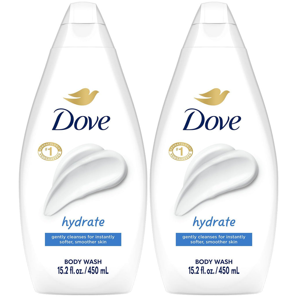 Dove Hydrate Body Wash 2-Pack – Moisturizing Cleanser for Soft Skin (15.2 oz Ea)