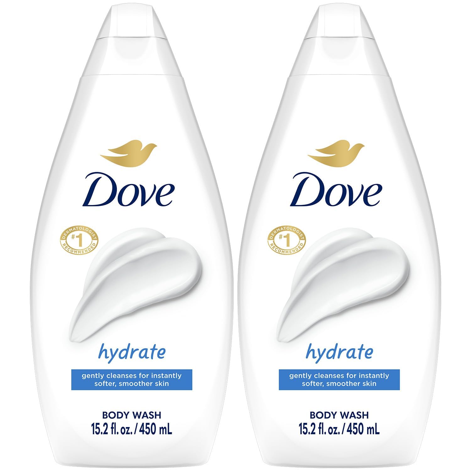 Dove Hydrate Body Wash 2-Pack – Moisturizing Cleanser for Soft Skin (15.2 oz Ea)
