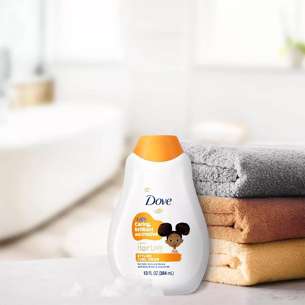Dove Kids Moisturizing Shampoo + Styling Curl Cream Twin Pack – Hair Love, Coconut Cookie Scent