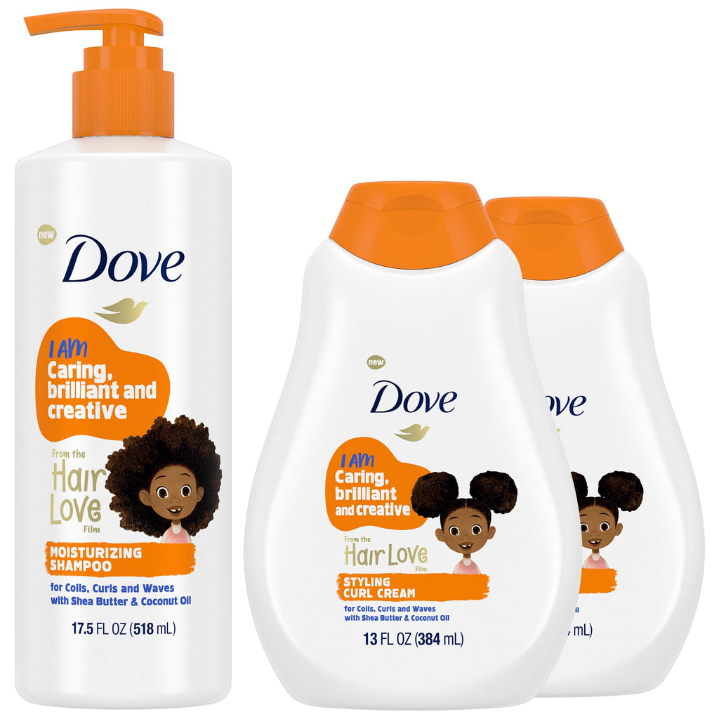 Dove Kids Moisturizing Shampoo + Styling Curl Cream Twin Pack – Hair Love, Coconut Cookie Scent