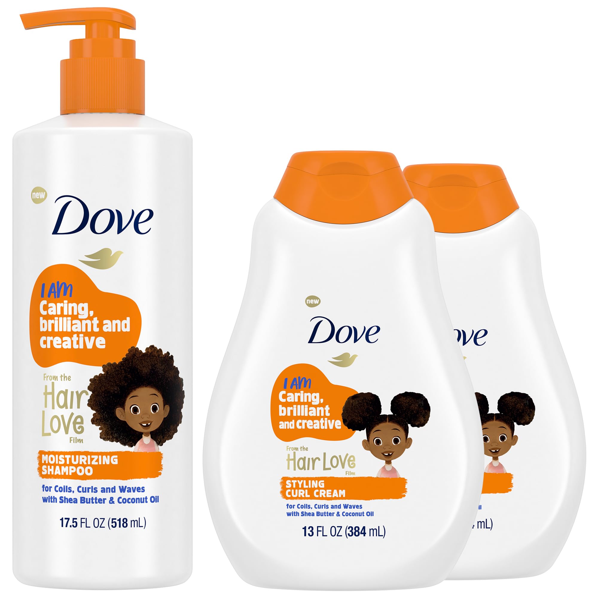 Dove Kids Moisturizing Shampoo + Styling Curl Cream Twin Pack – Hair Love, Coconut Cookie Scent