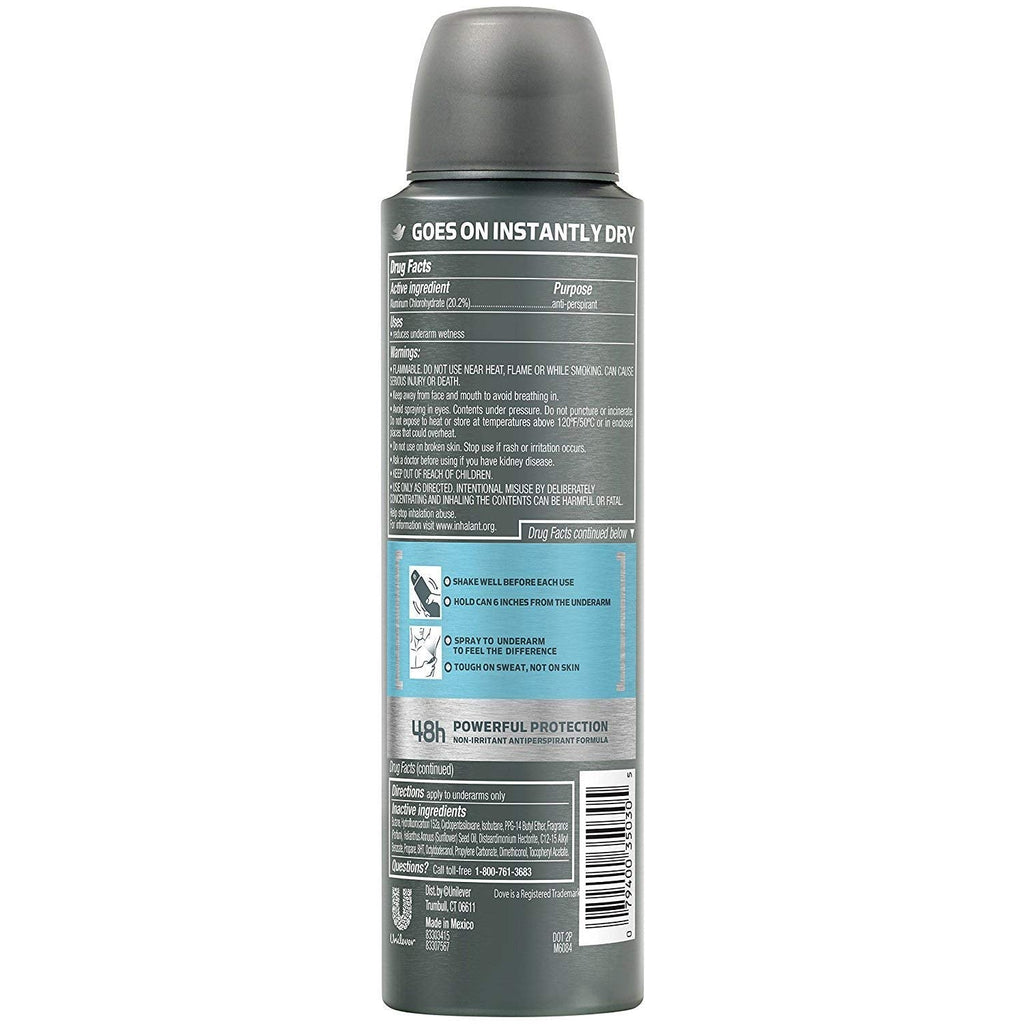 Dove Men+Care Dry Spray Antiperspirant, Clean Comfort 3.8 oz – Pack of 3
