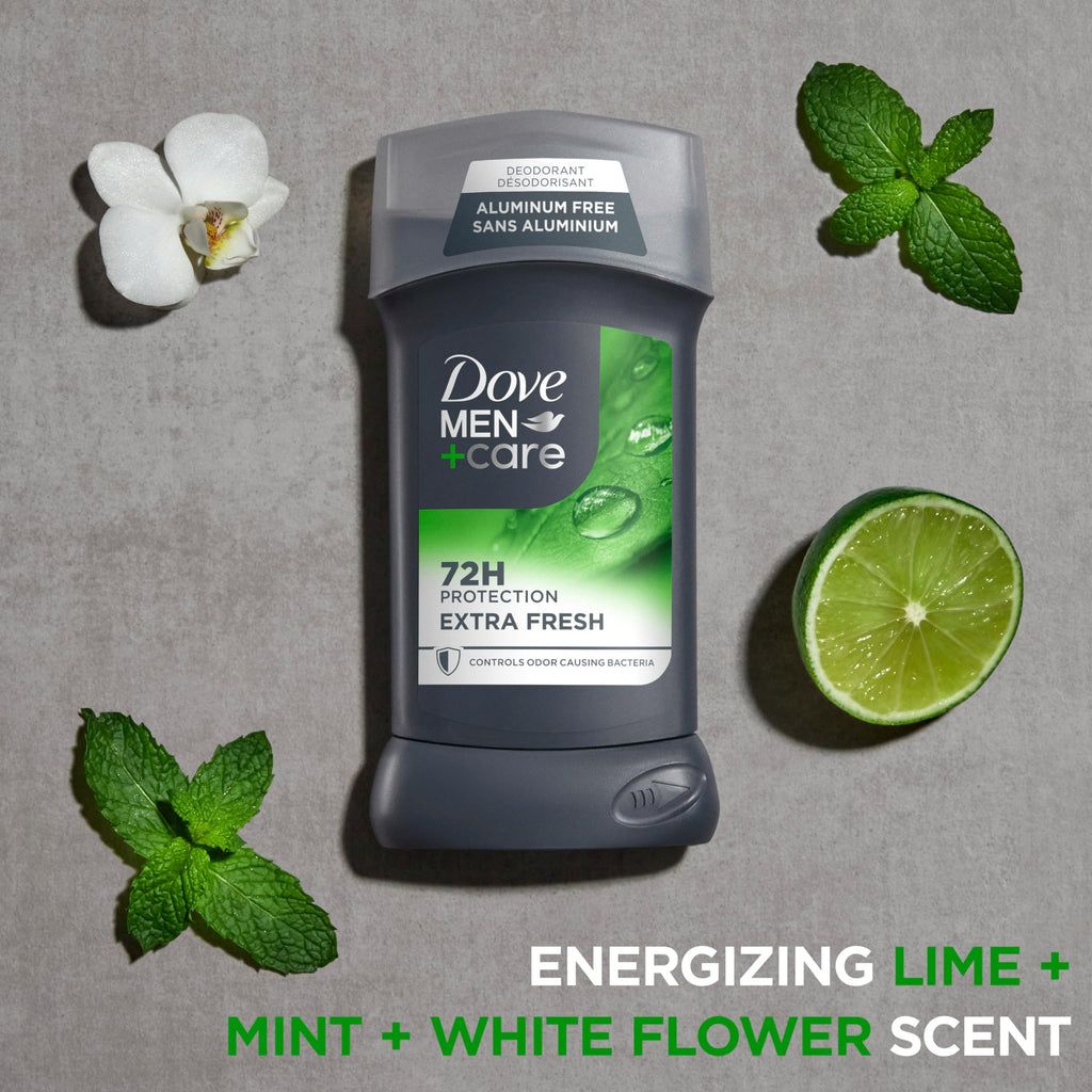 Dove Men+Care Extra Fresh Aluminum-Free Deodorant Stick – 4-Count, 3 oz Each, 72-Hour Odor Protection