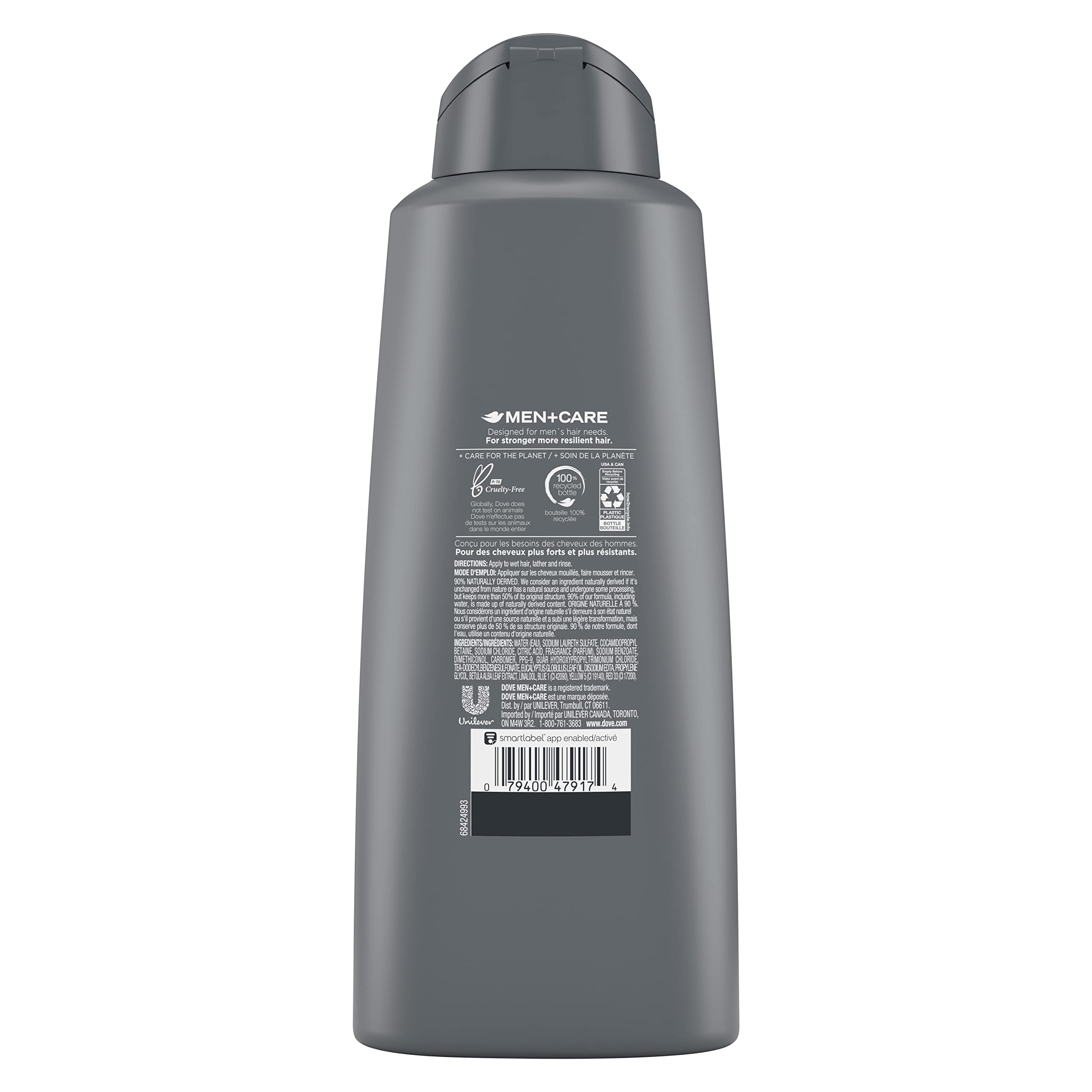 DOVE MEN + CARE 2 in 1 Shampoo Conditioner Body Wash Eucalyptus + Birch – 3 Count (20.4 oz each)