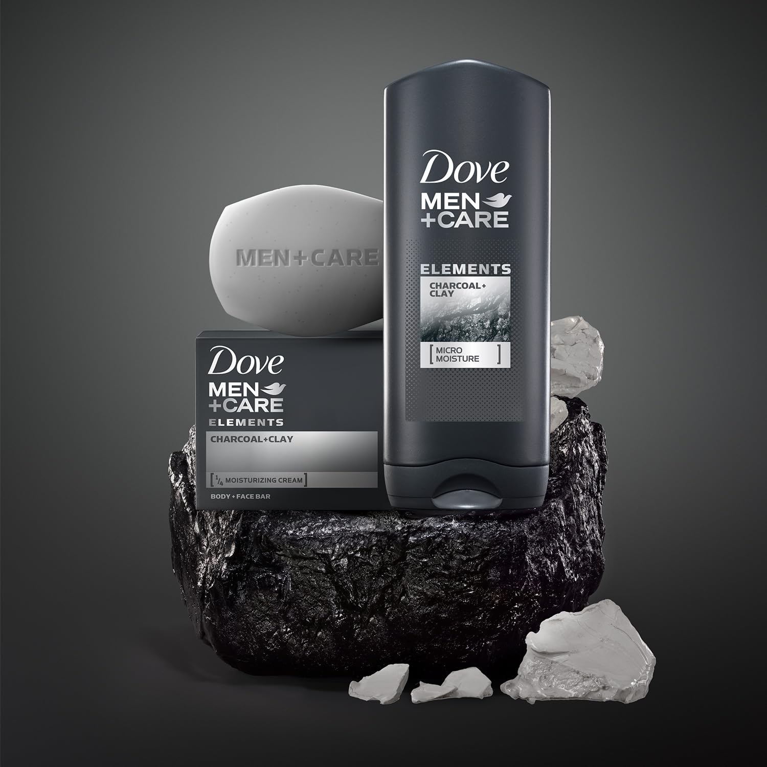 Dove Men+Care Charcoal Exfoliating Bar 12-Pack – 3-in-1 Soap for Skin, Hands & Shaving (3.75 oz ea)