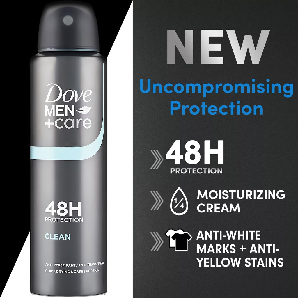 Dove Men+Care Classic Antiperspirant Spray – 6-Pack, 48-Hour Sweat & Odor Protection