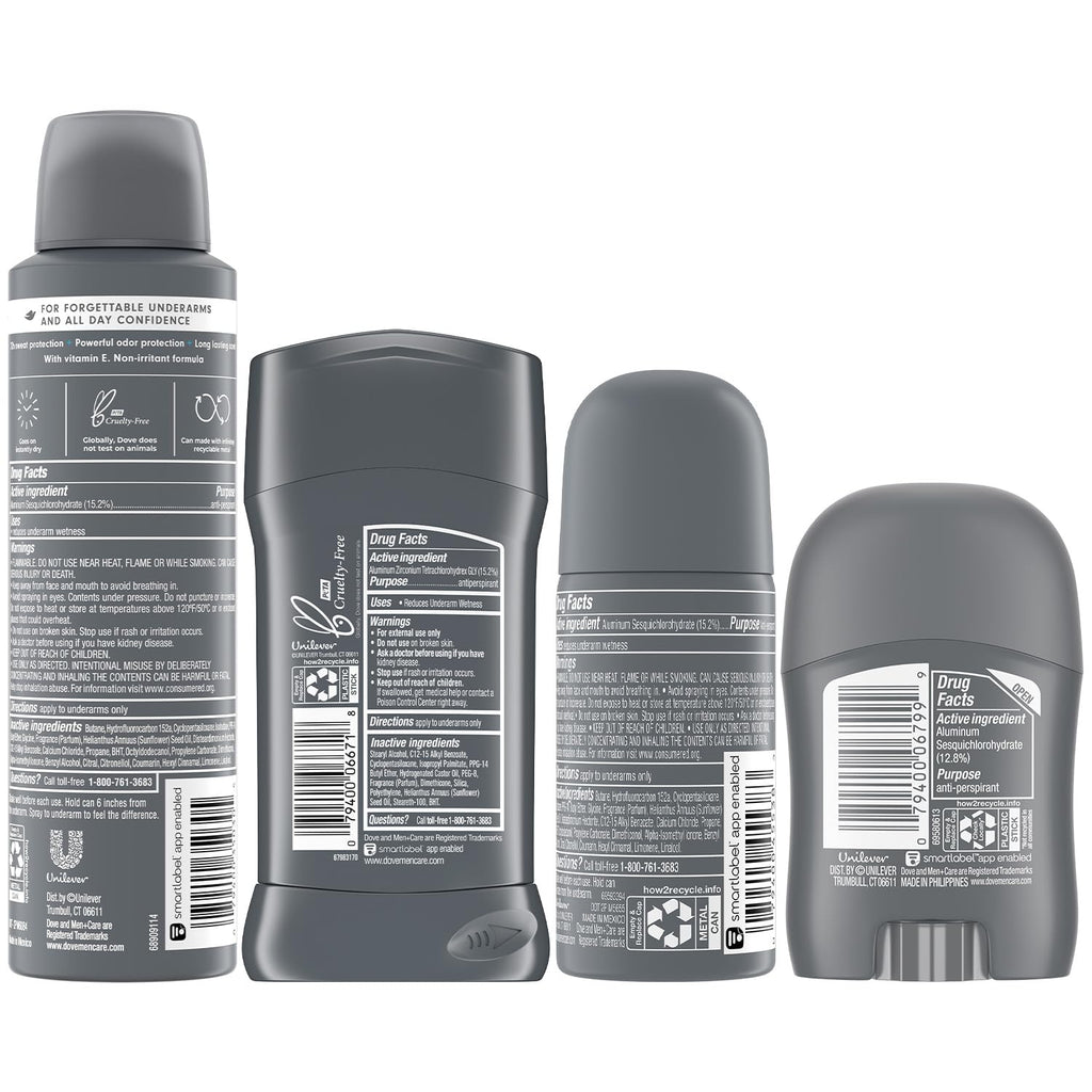 Dove Men+Care Clean Comfort Antiperspirant 4-Piece Set – 72H Protection