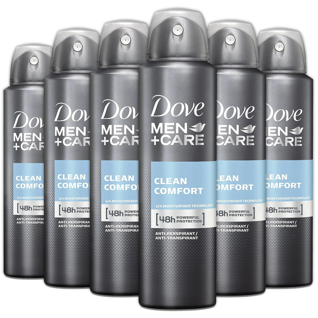 Dove Men+Care Clean Comfort Antiperspirant Spray – 6 Pack, 48H Protection