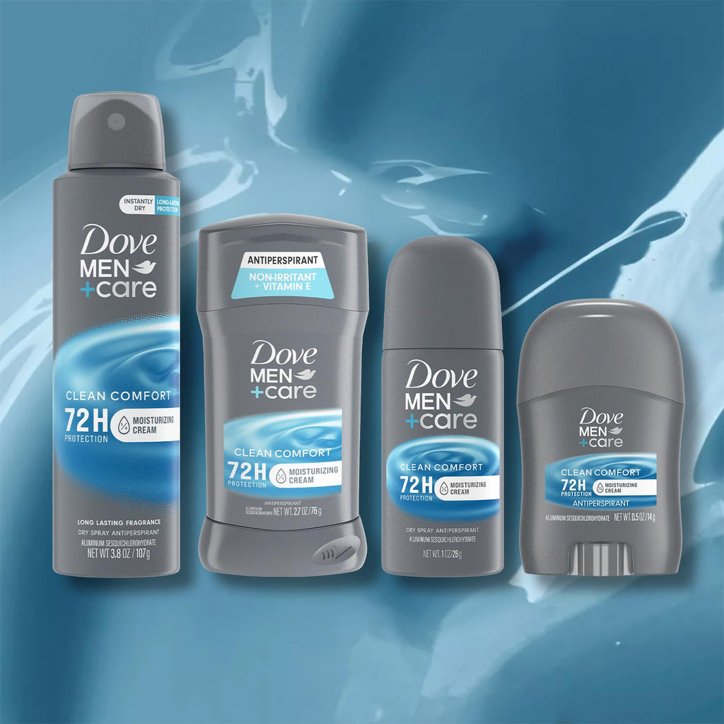 Dove Men+Care Clean Comfort Antiperspirant 4-Piece Set – 72H Protection