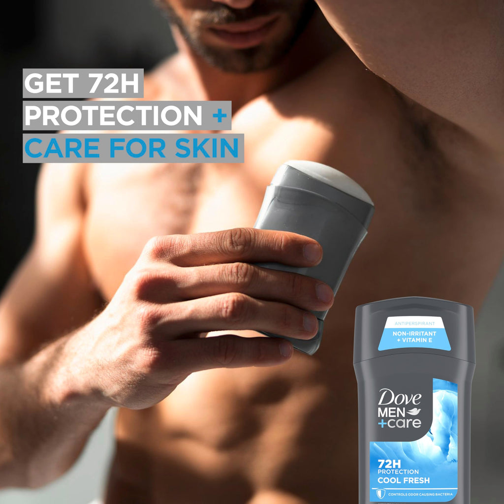 Dove Men+Care Cool Fresh Antiperspirant Deodorant Stick — 4 Count, 72H Protection, Aqua Scent