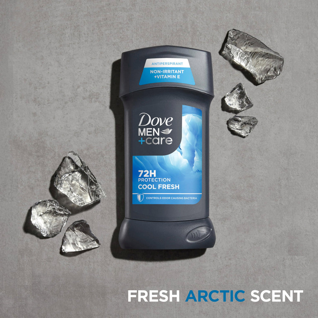 Dove Men+Care Cool Fresh Antiperspirant Deodorant Stick — 4 Count, 72H Protection, Aqua Scent