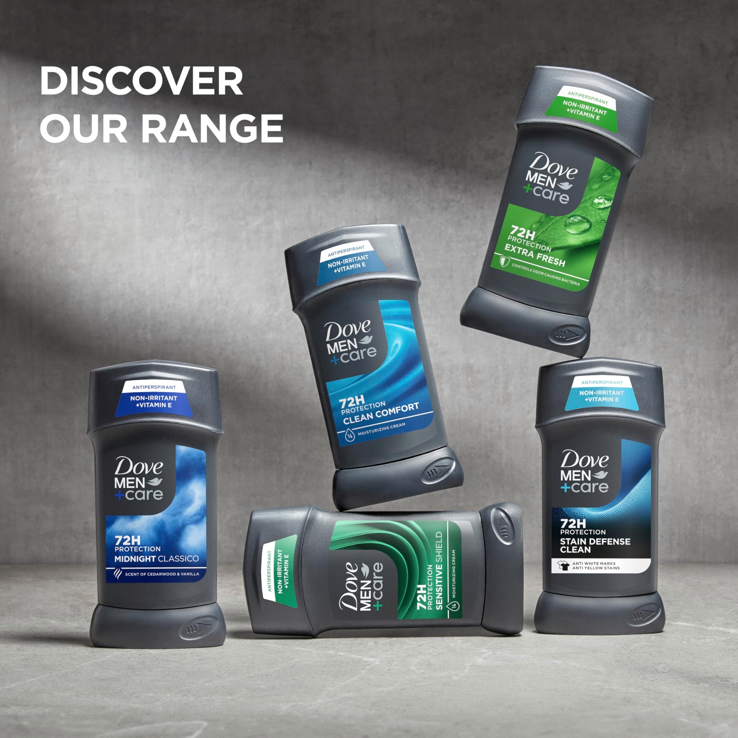 Dove Men+Care Cool Fresh Antiperspirant Deodorant Stick — 4 Count, 72H Protection, Aqua Scent