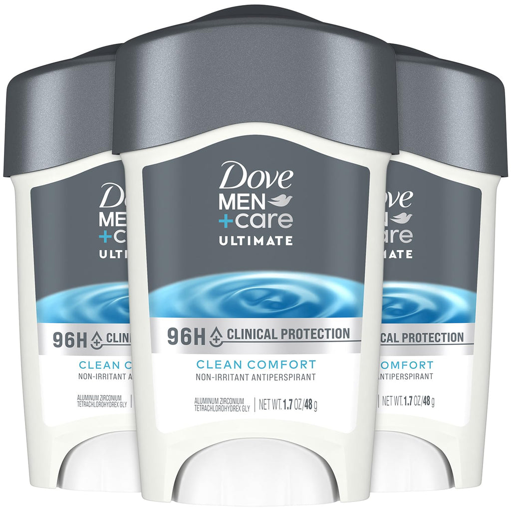 Dove Men+Care Deodorant 96H Clinical Protection Antiperspirant – Clean Comfort 3-Pack (1.7 oz Each)