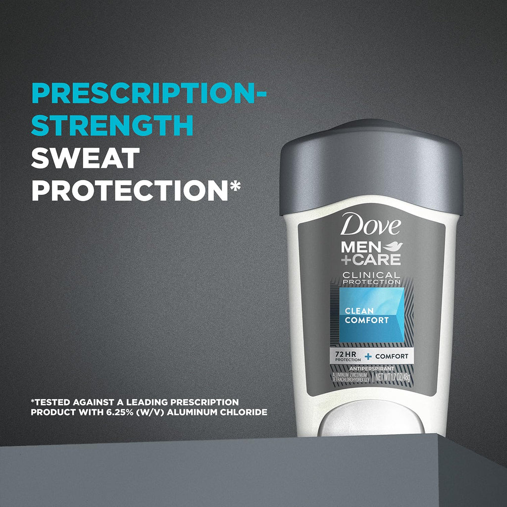 Dove Men+Care Deodorant 96H Clinical Protection Antiperspirant – Clean Comfort 3-Pack (1.7 oz Each)