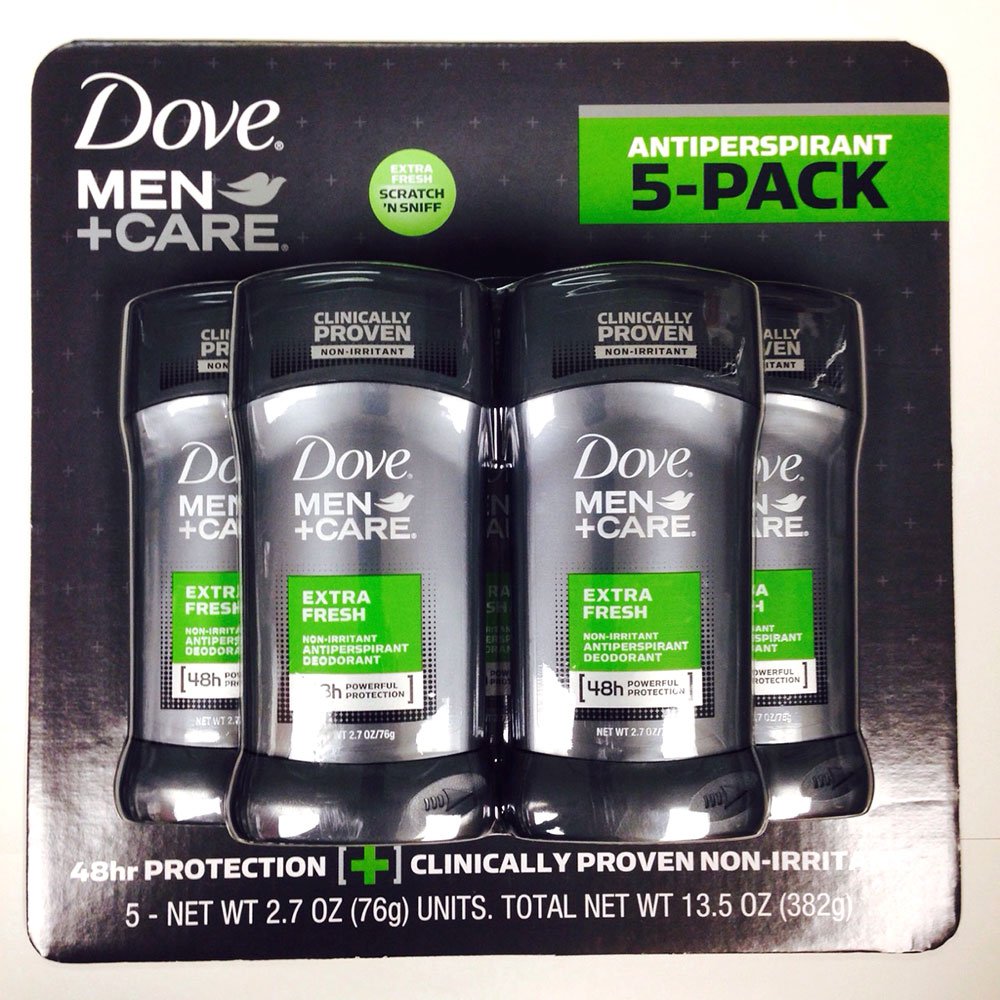 Dove Men+Care Extra Fresh Deodorant 5-Pack – 48-Hour Odor & Wetness Protection