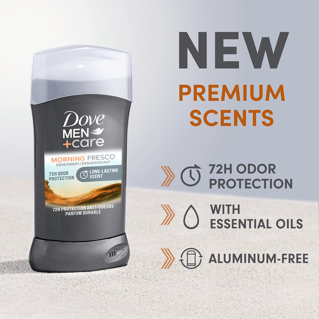 DOVE MEN + CARE Morning Fresco Aluminum Free Deodorant Stick – 72h Odor Protection (3 x 3 oz Pack of 3)