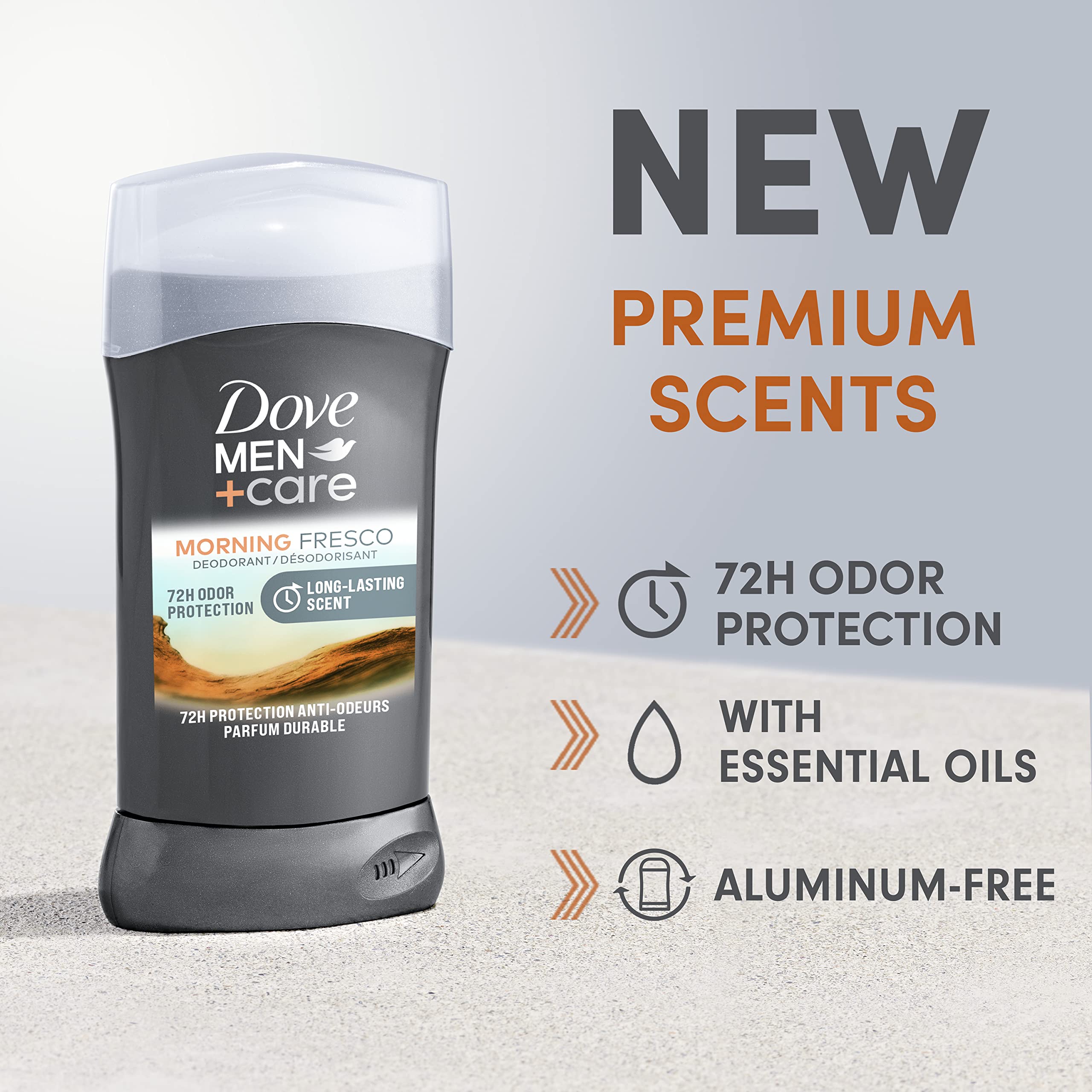 DOVE MEN + CARE Morning Fresco Aluminum Free Deodorant Stick – 72h Odor Protection (3 x 3 oz Pack of 3)