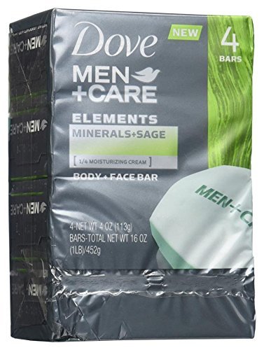 Dove Men+Care Minerals and Sage Bar – 4 Bars, 4 oz Each