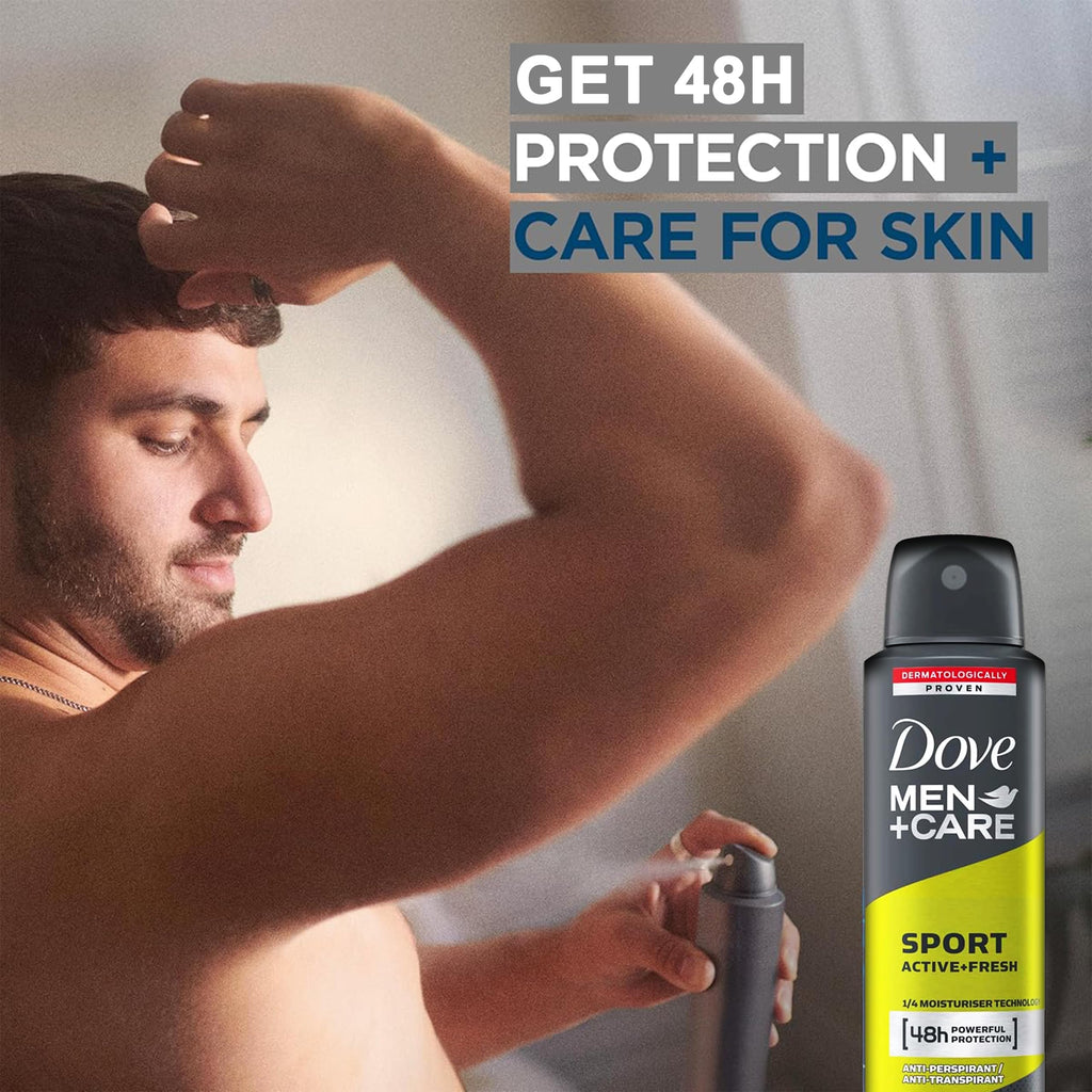 Dove Men+Care Sport Active+Fresh Antiperspirant Spray – 6 Pack, 48-Hour Odor Protection