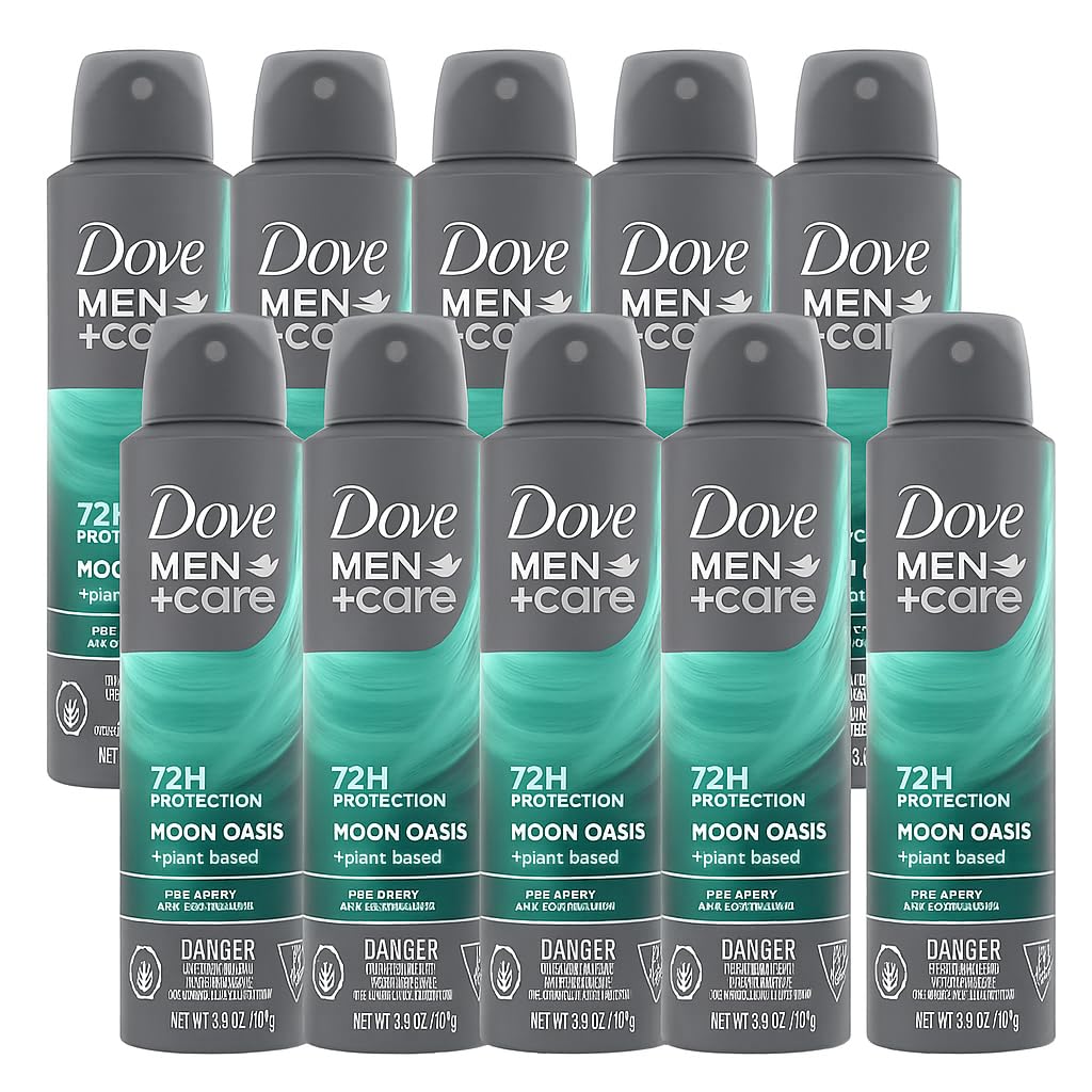 Dove Men+Care Moon Oasis Dry Spray Antiperspirant – 72H Protection, Plant-Based Moisturizer, 3.8 oz