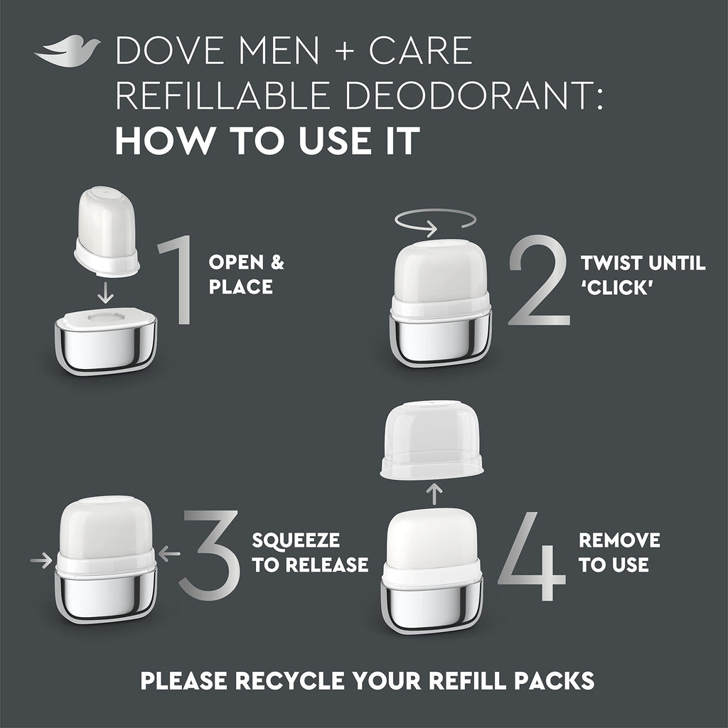 Dove Men+Care Zero-Percent Aluminum Refill Kit — Aluminum-Free Deodorant (2 Pack)
