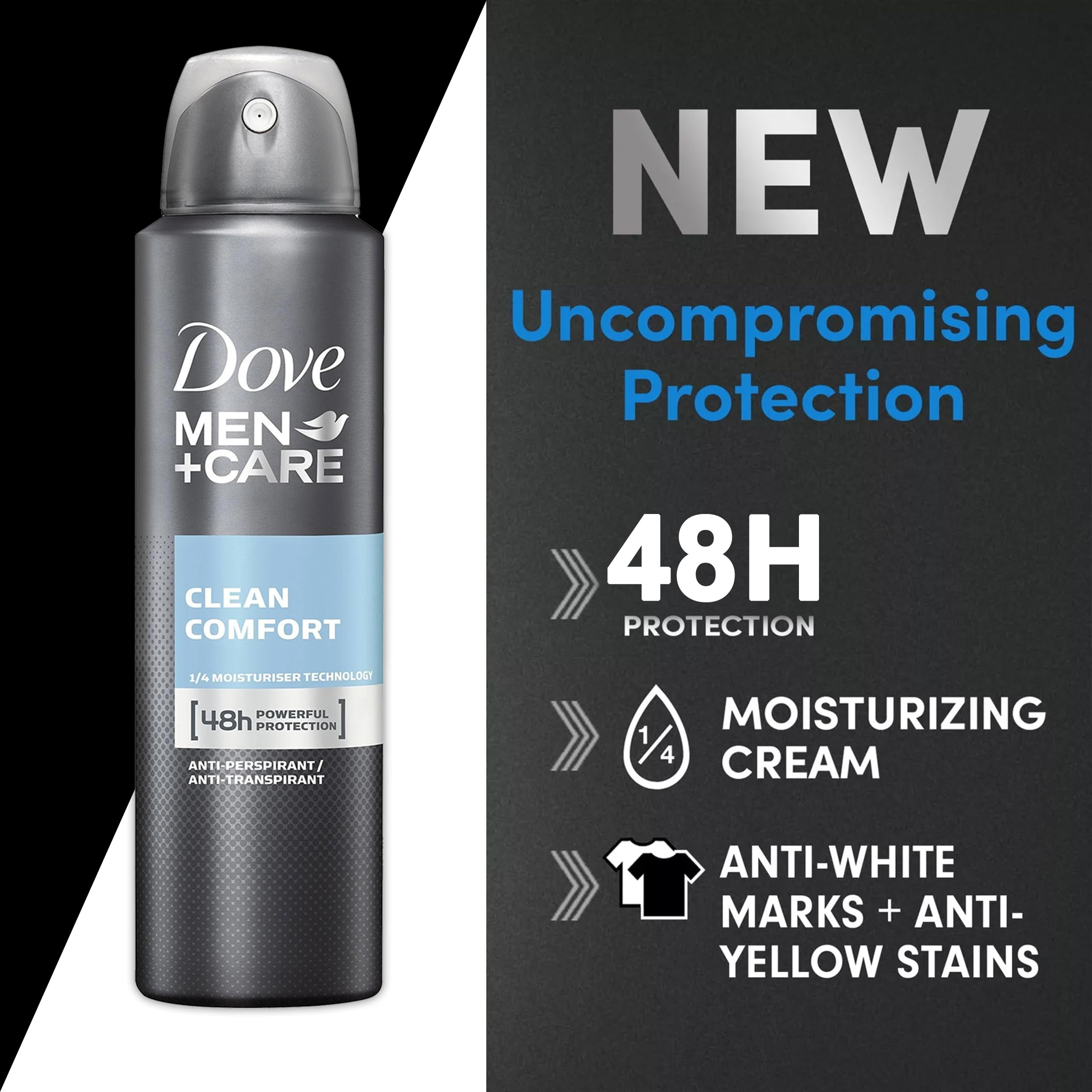 Dove Men+Care Clean Comfort Antiperspirant Spray – 6 Pack, 48H Protection