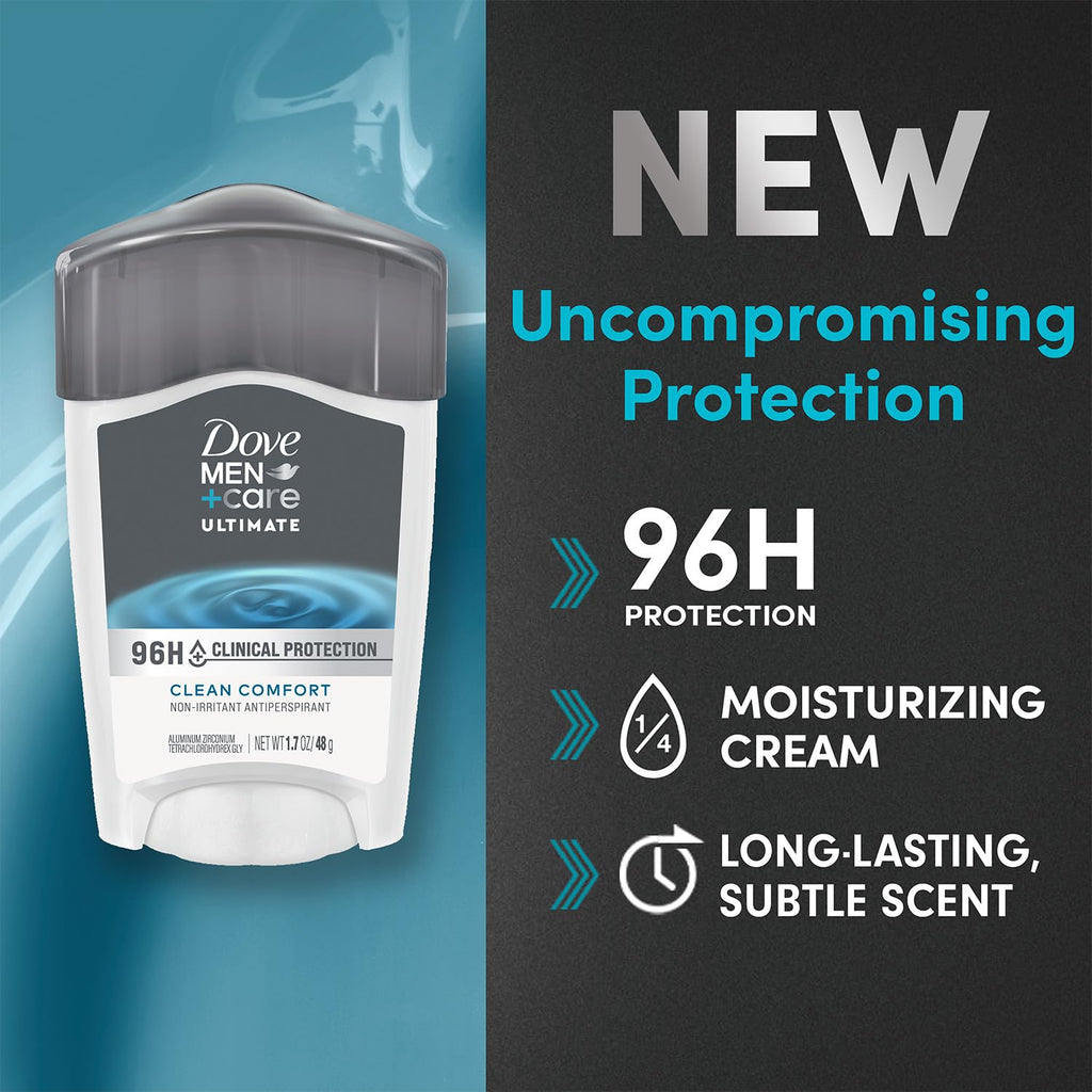 Dove Men+Care Deodorant 96H Clinical Protection Antiperspirant, Clean Comfort – 6-Pack