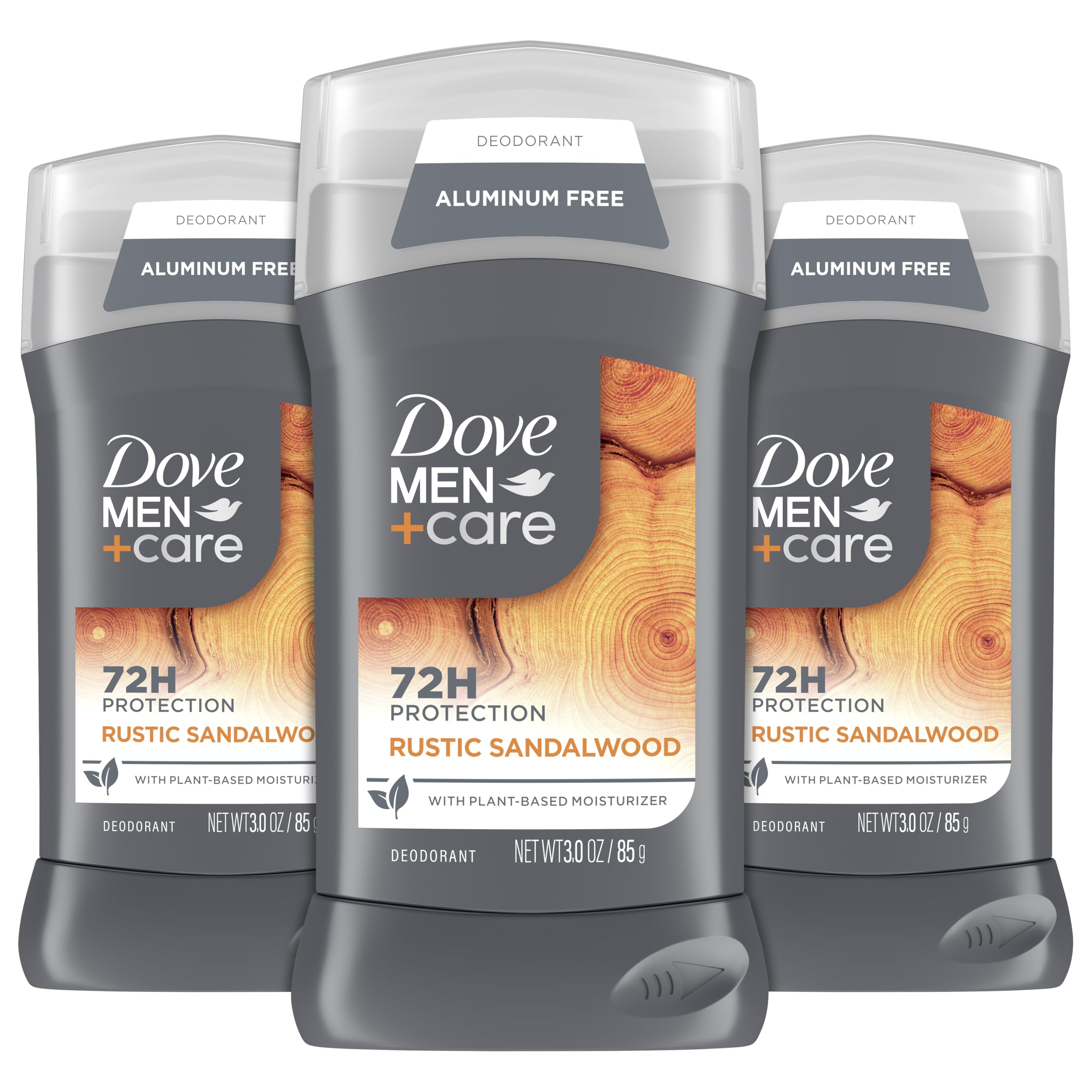 DOVE MEN+CARE Aluminum Free Rustic Sandalwood Deodorant – 3 oz (3 Pack) for Men