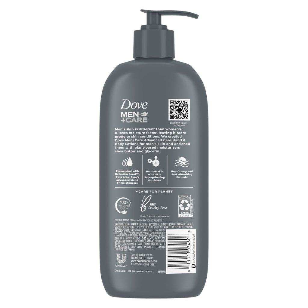 Dove Men+Care Hand & Body Lotion Value Pack – Sensitive Skin Calming Formula with Shea Butter & Aloe, 2 x 13.5 fl oz