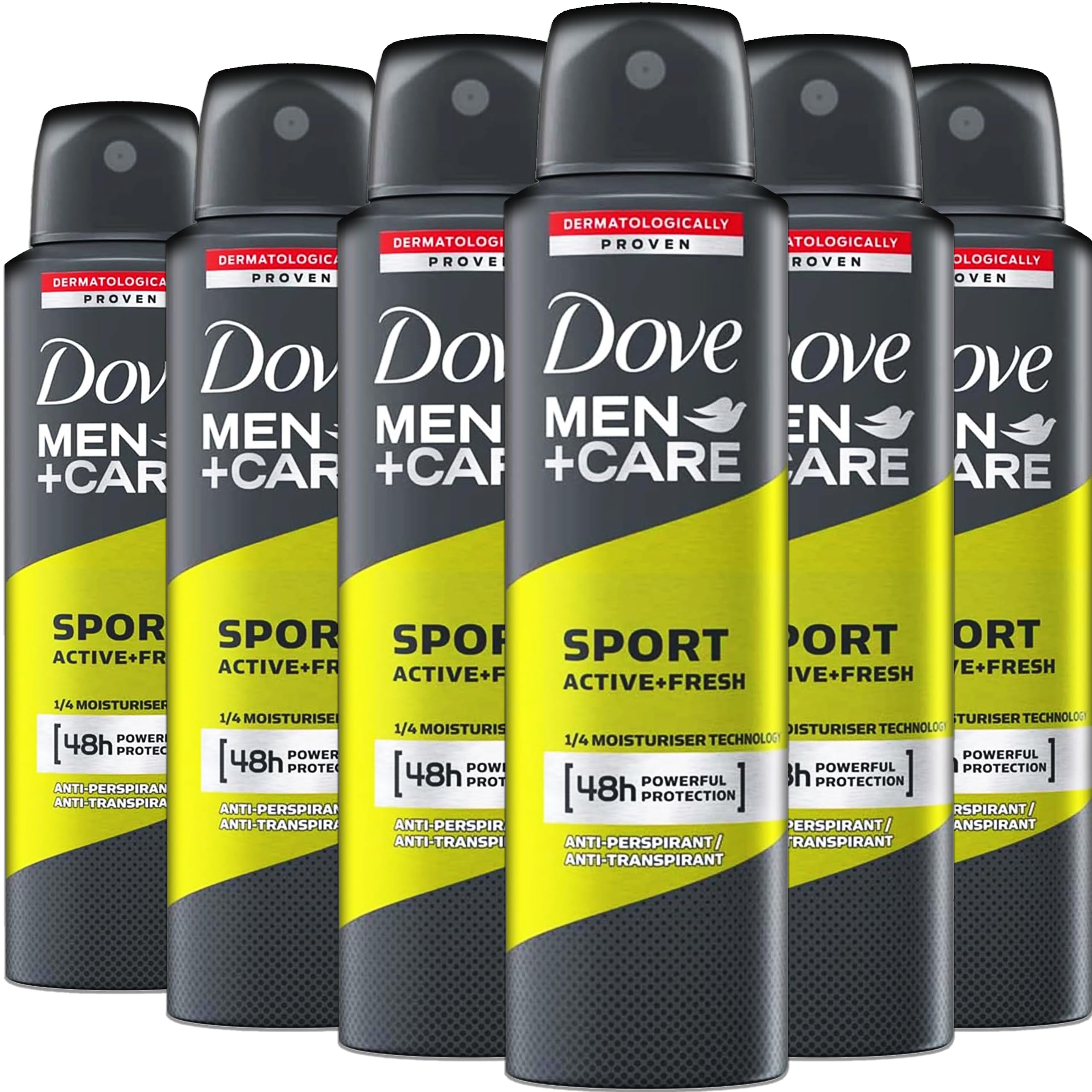 Dove Men+Care Sport Active+Fresh Antiperspirant Spray – 6 Pack, 48-Hour Odor Protection