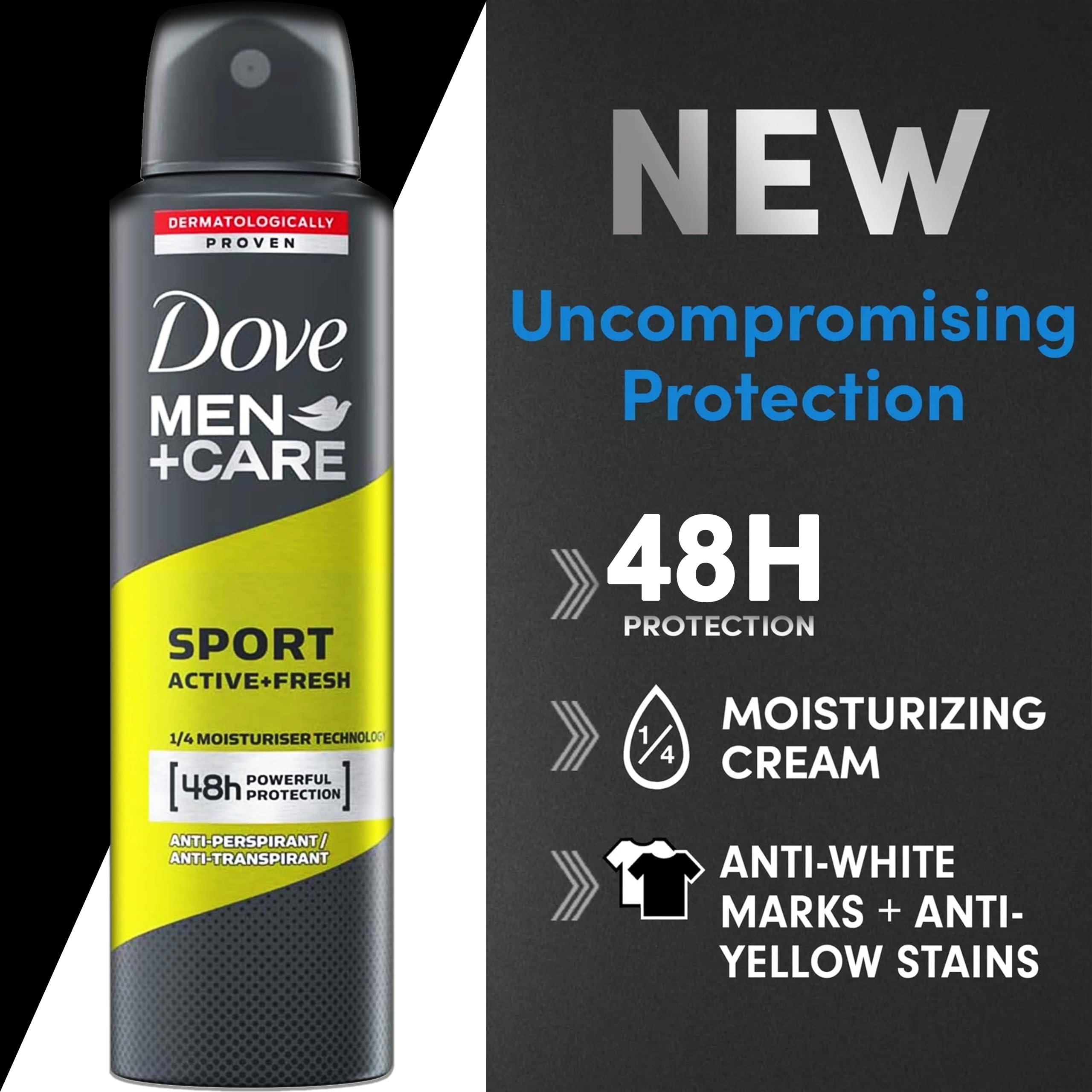 Dove Men+Care Sport Active+Fresh Antiperspirant Spray – 6 Pack, 48-Hour Odor Protection