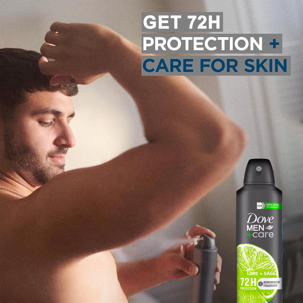 Dove Men+Care Lime + Sage Antiperspirant Spray – 6 Pack, 72-Hour Odor Defense, Skin Moisturising