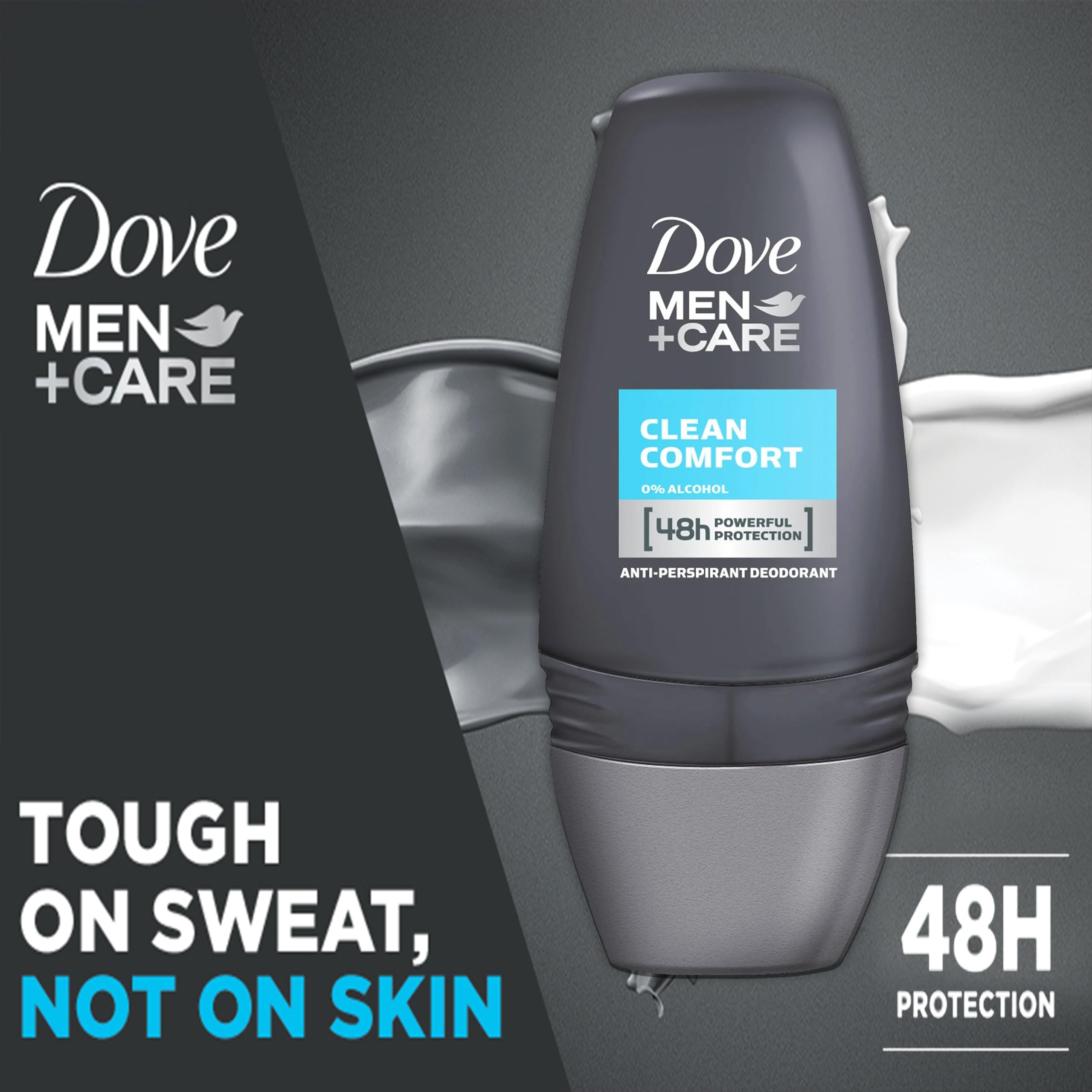 Dove Men+Care Clean Comfort Roll-On Deodorant – 6 Pack Travel Size TSA Approved, 48-Hour Protection, Fresh Scent
