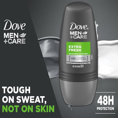 Dove Men+Care Extra Fresh Roll-On Deodorant – 6-Pack Travel Size, TSA Approved, 48-Hour Protection