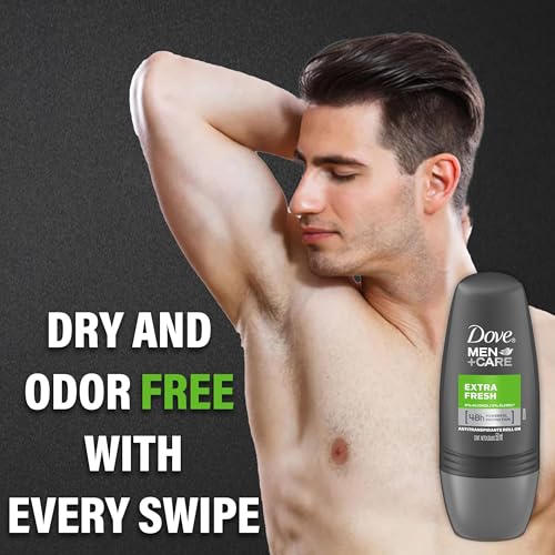 Dove Men+Care Extra Fresh Roll-On Deodorant – 6-Pack Travel Size, TSA Approved, 48-Hour Protection