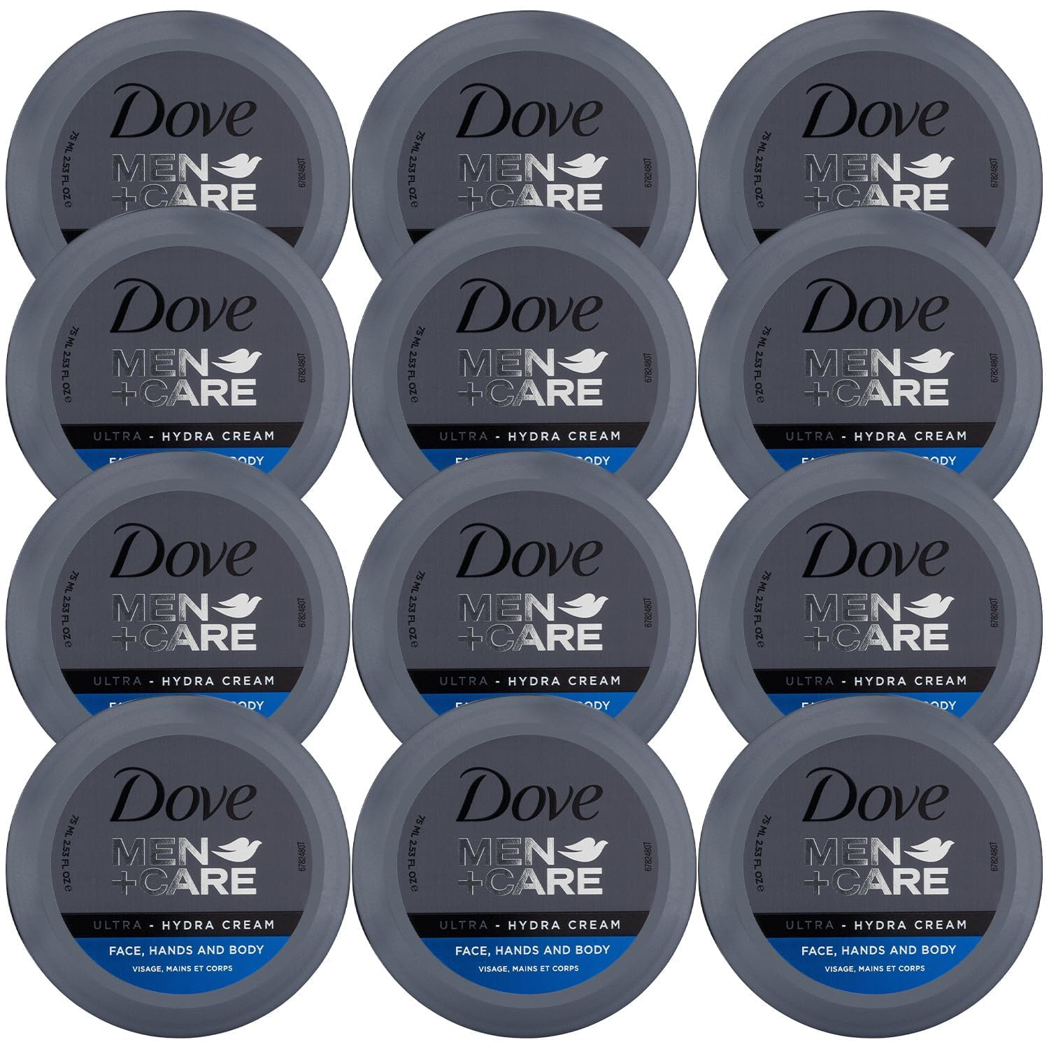 Dove Men+Care Ultra Hydra Cream Lotion – 3-in-1 for Face, Hands & Body (2.53 fl oz) – Pack of 12