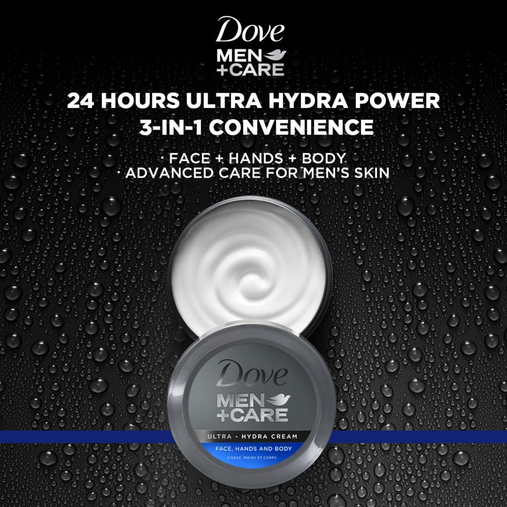 Dove Men+Care Ultra Hydra Cream Lotion – 3-in-1 for Face, Hands & Body (2.53 fl oz) – Pack of 12