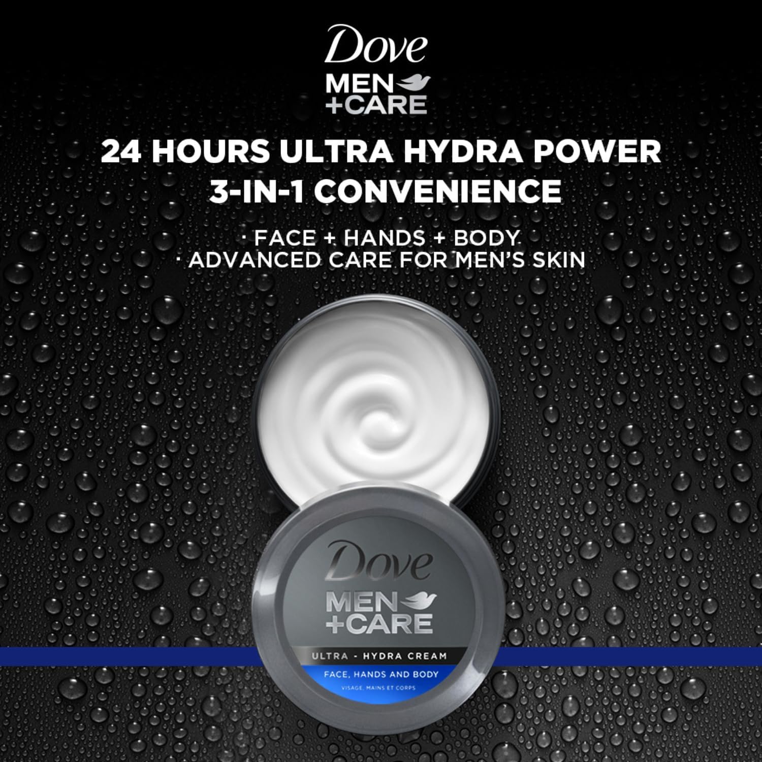 Dove Men+Care Ultra Hydra Cream Lotion – 3-in-1 for Face, Hands & Body (2.53 fl oz) – Pack of 12