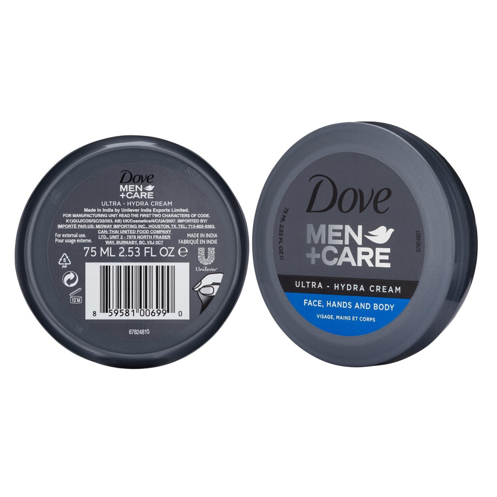 Dove Men+Care Ultra Hydra Cream Lotion – 3-in-1 for Face, Hands & Body (2.53 fl oz) – Pack of 12