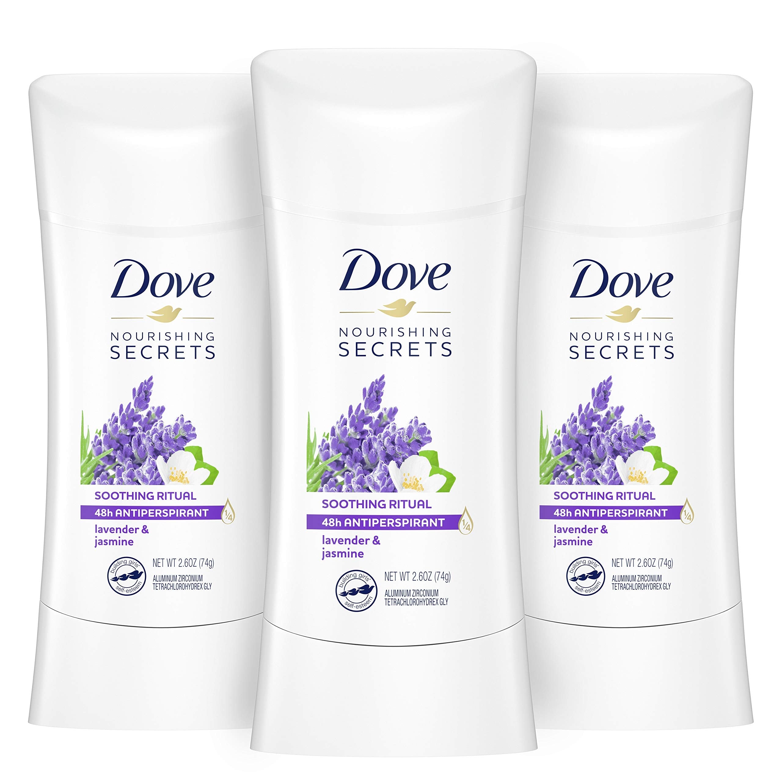 Dove Nourishing Secrets Antiperspirant Stick Lavender & Jasmine – 48H Protection, 3×2.6 oz