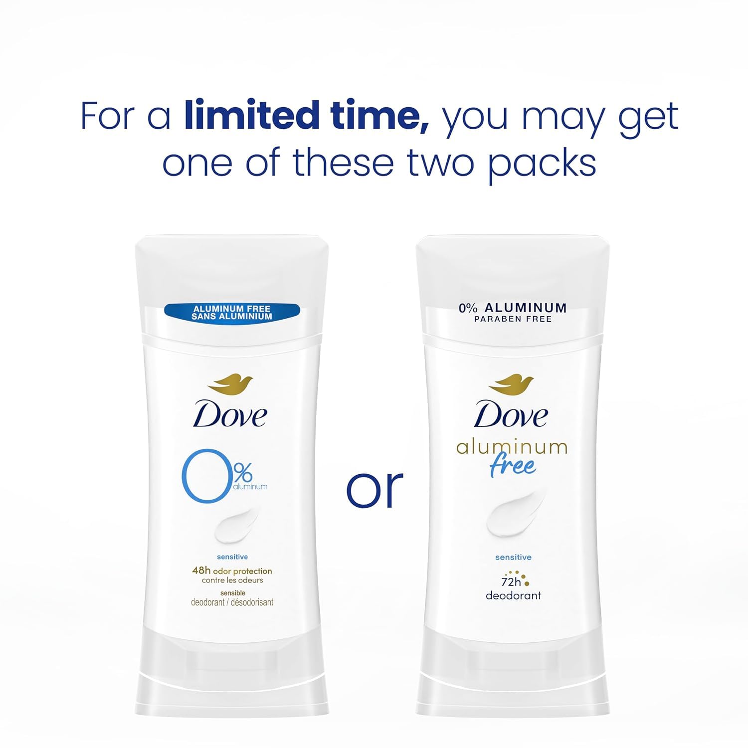 Dove Aluminum Free Deodorant for Women – Sensitive (3 Count) 2.6 oz | 48-Hour Odor Protection