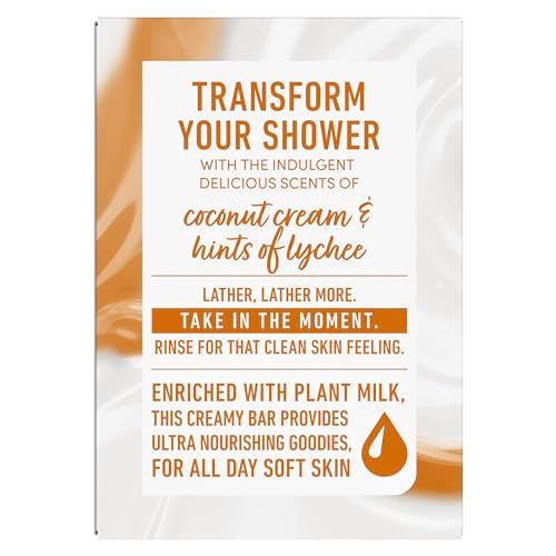 Dove Plant Milk Cleansing Bar – Coconut Milk & Lychee, 4 Count, 5 oz