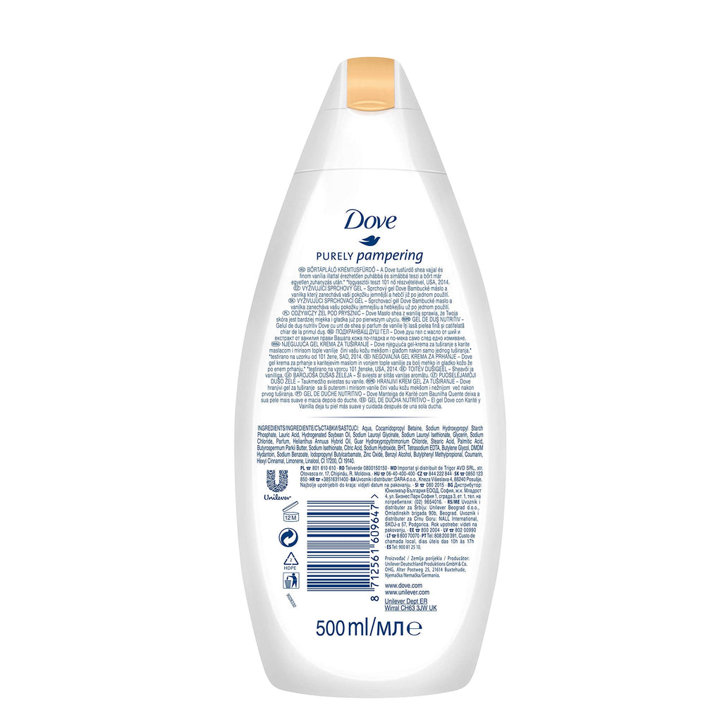 Dove Purely Pampering Body Wash with Shea Butter & Warm Vanilla — 16.9 oz (Pack of 4)